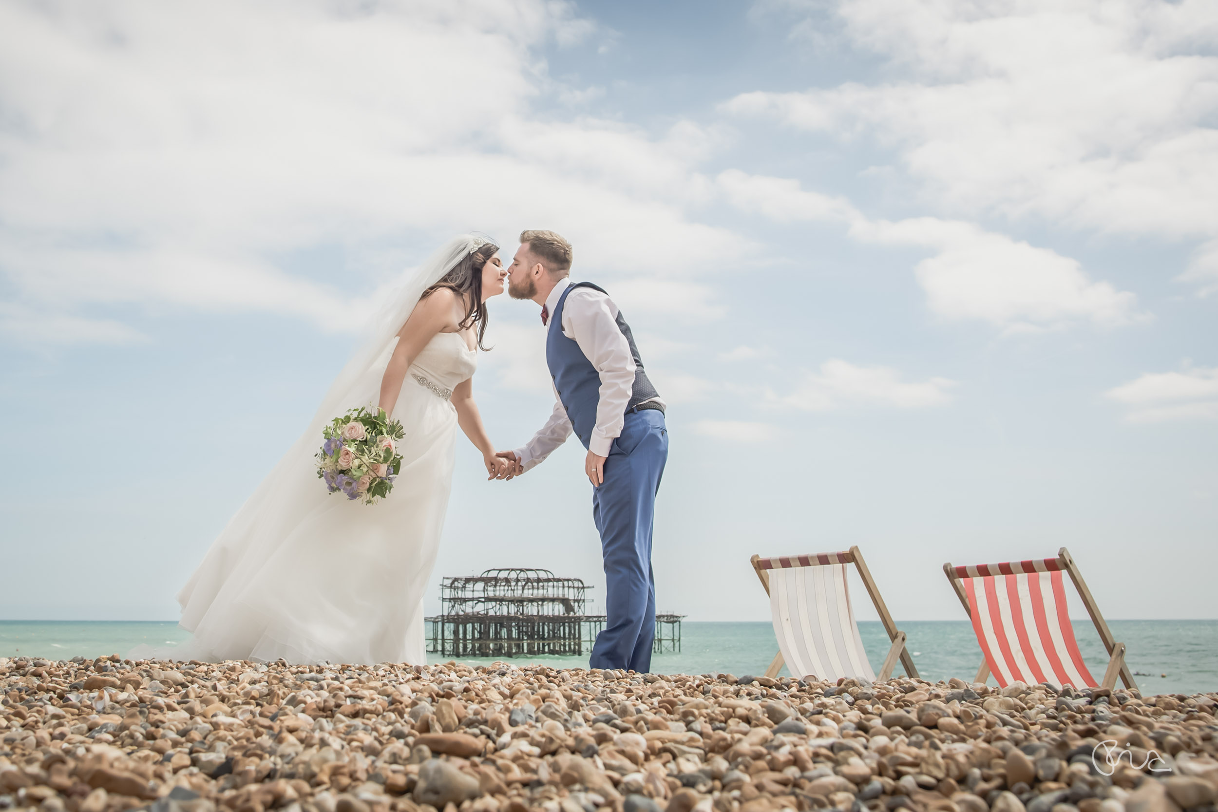 Bride and groom at Brighton wedding