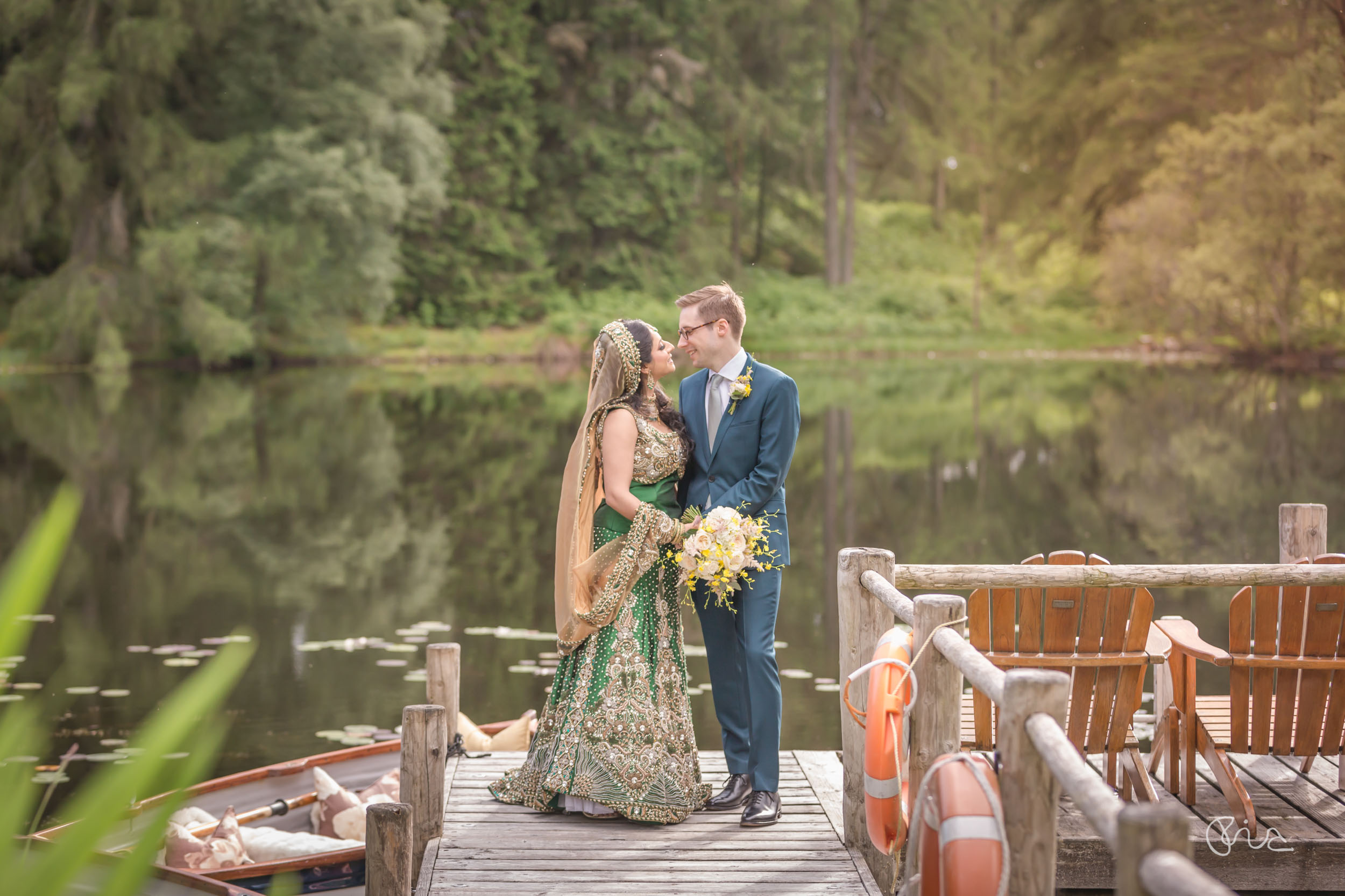 Bride and groom at Gilpin Hotel wedding in Windermere