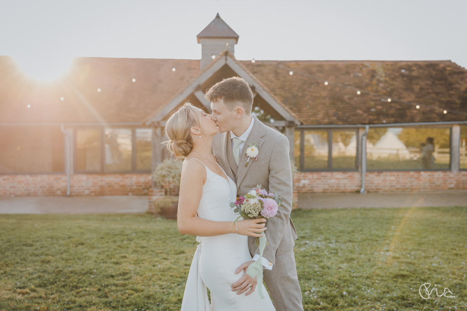 Bride and groom at Montague Farm wedding