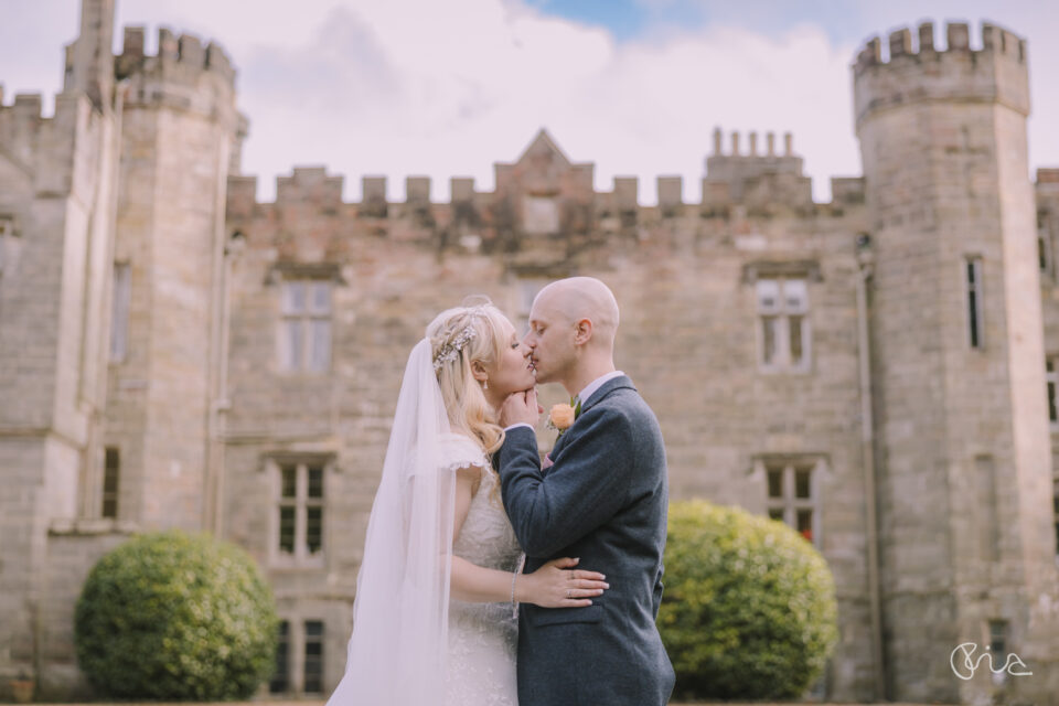 Bride and groom at Wadhurst Castle wedding